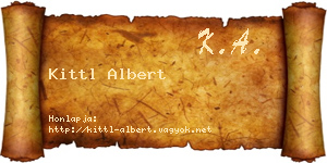 Kittl Albert névjegykártya